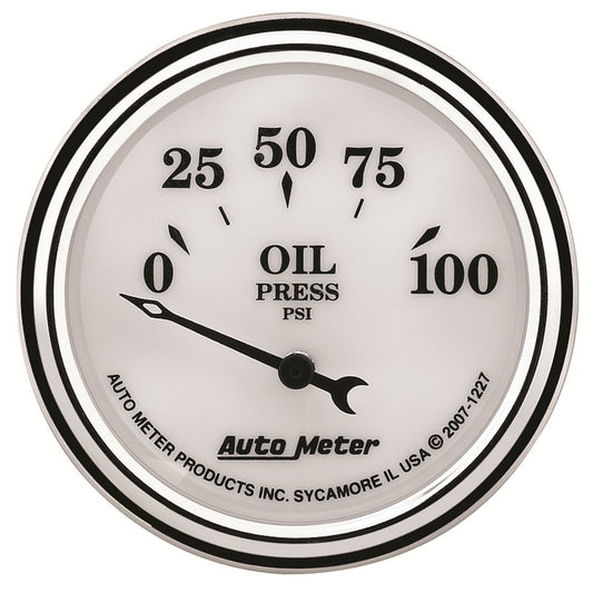 AutoMeter 2-1/16 in. OIL PRESSURE 0-100 PSI OLD-TYME WHITE II 1227