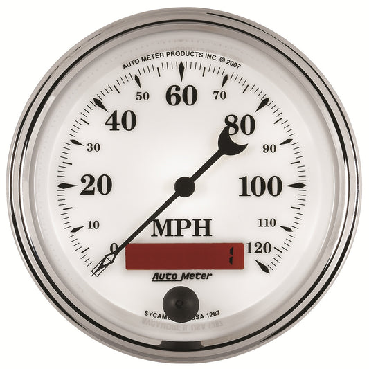 AutoMeter 3-3/8 in. SPEEDOMETER 0-120 MPH OLD-TYME WHITE II 1287