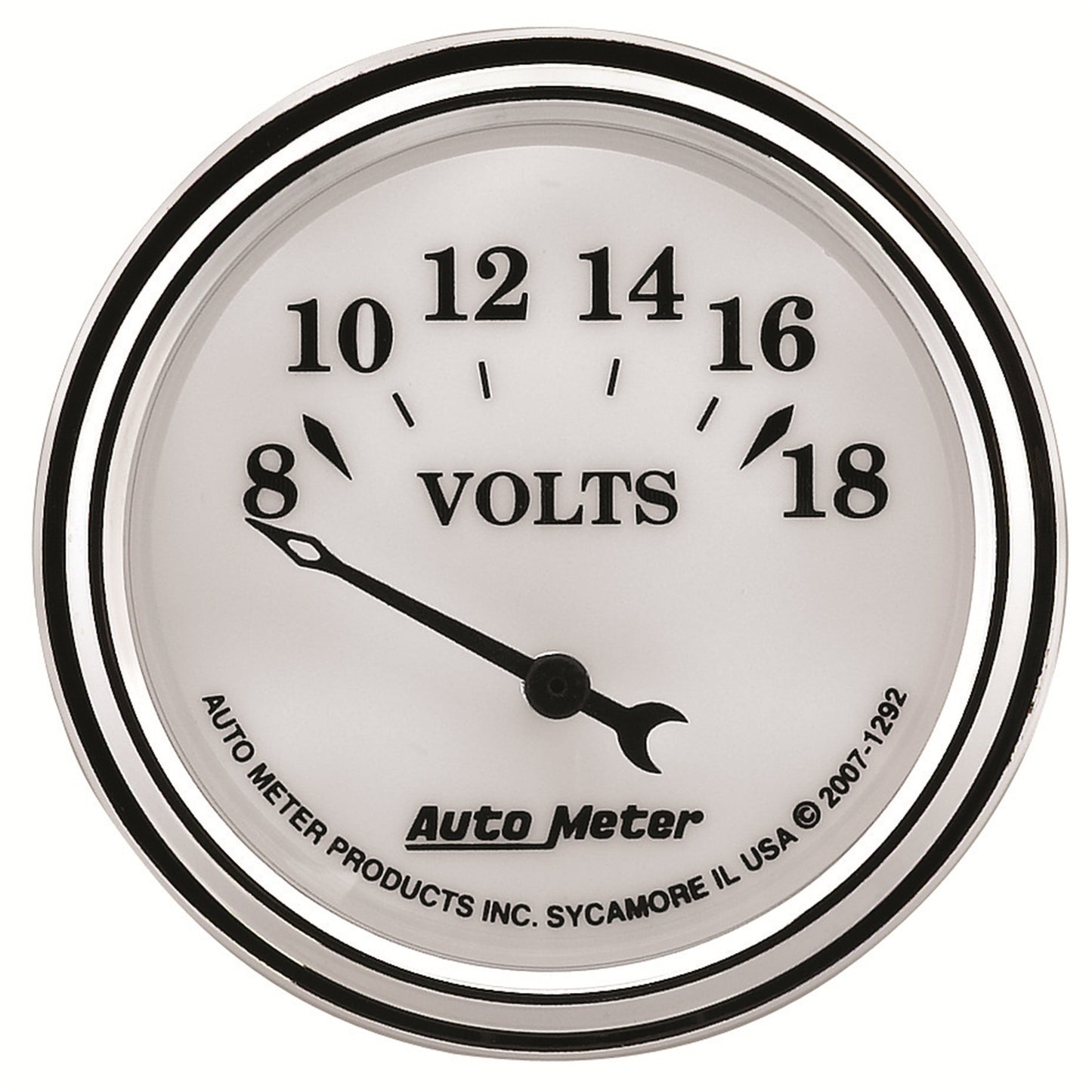 AutoMeter 2-1/16 in. VOLTMETER 8-18V OLD-TYME WHITE II 1292