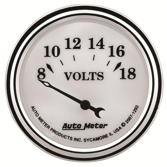 AutoMeter 2-1/16 in. VOLTMETER 8-18V OLD-TYME WHITE II 1292