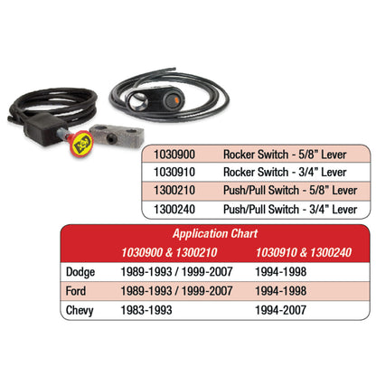 BD Diesel Exhaust Brake Push/Pull Switch Kit 5/8 Shift Lever 1300210