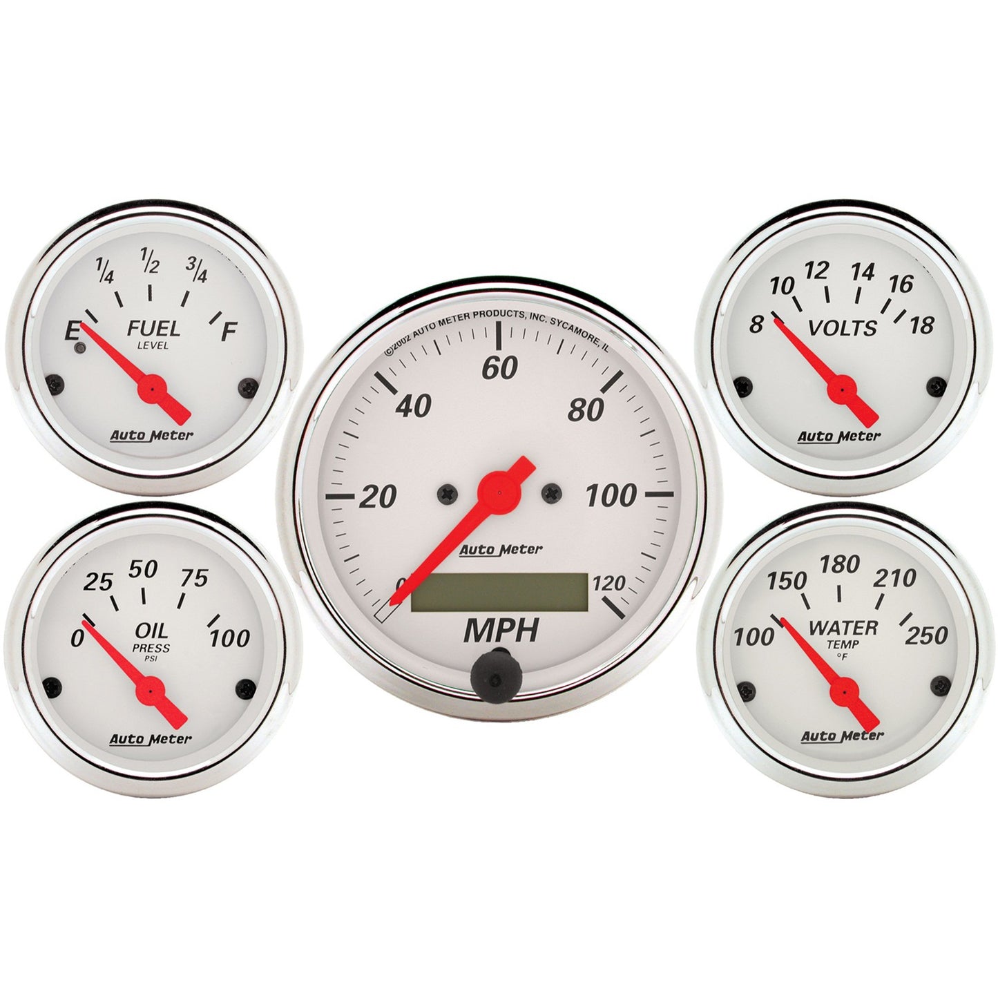 AutoMeter 5 PC. GAUGE KIT 3-1/8 in. & 2-1/16 in. ELEC. SPEEDOMETER ARCTIC WHITE 1302