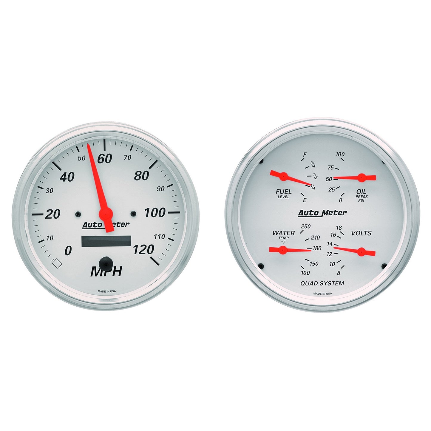 AutoMeter 2 PC. GAUGE KIT 5 in. QUAD & SPEEDOMETER 240-33 O ARCTIC WHITE 1303