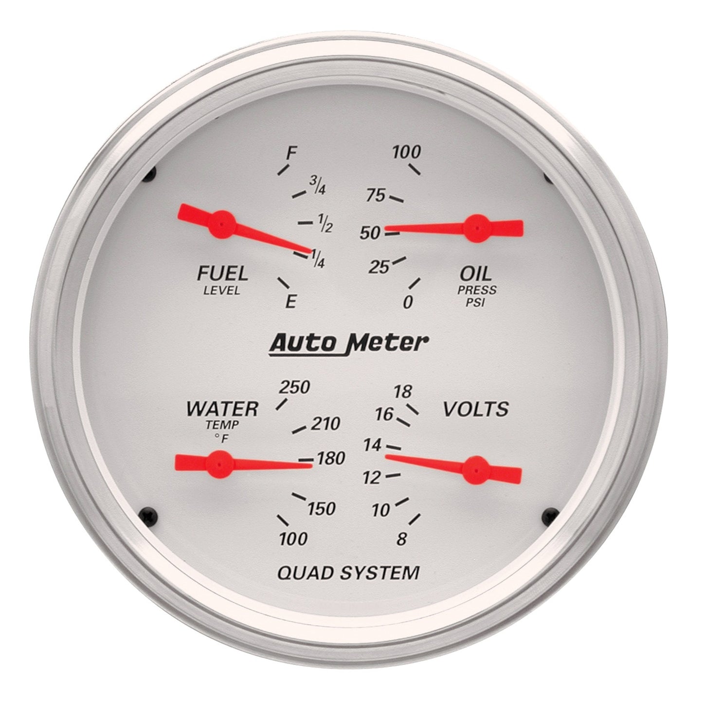 AutoMeter 5 in. QUAD GAUGE 100 PSI/100-250 Fahrenheit/8-18V/240-33 O ARCTIC WHITE 1310