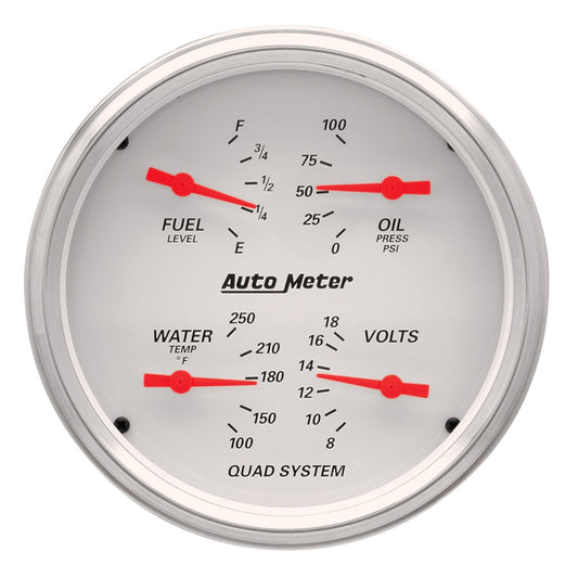AutoMeter 5 in. QUAD GAUGE 100 PSI/100-250 Fahrenheit/8-18V/240-33 O ARCTIC WHITE 1310