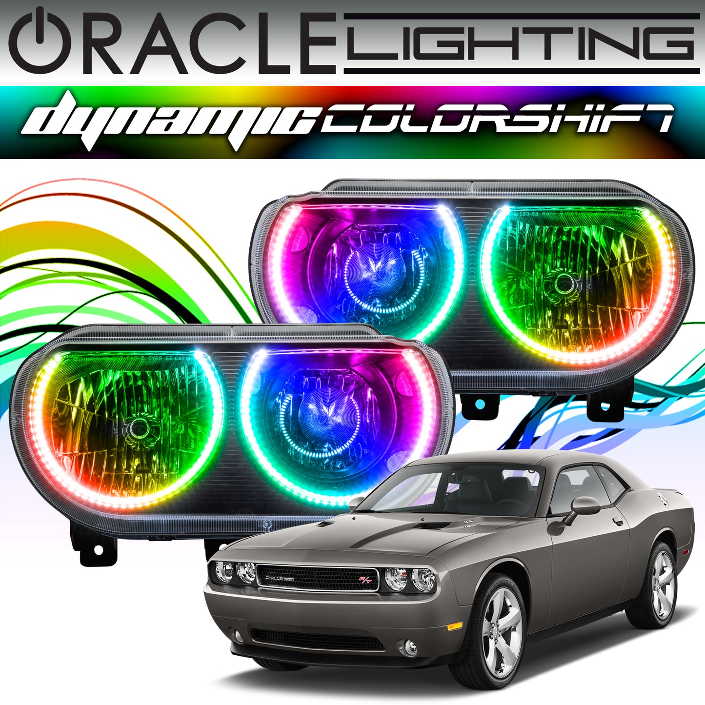 Oracle Lighting 1317-332 - Dodge Challenger 2008-2014 ORACLE Halo Kit - Dynamic ColorSHIFT