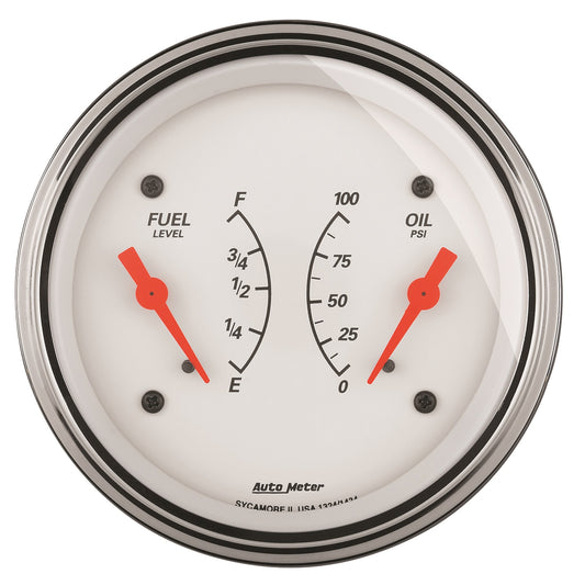 AutoMeter 3-3/8 in. DUAL GAUGE 100 PSI/240-33 O ARCTIC WHITE 1324