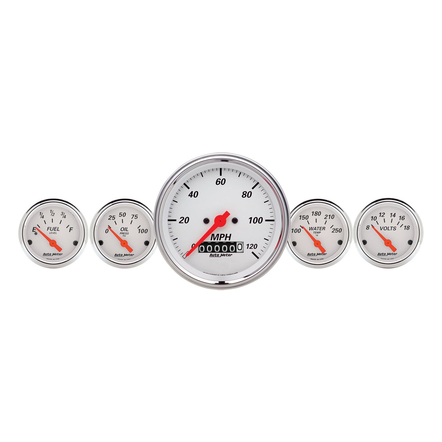 AutoMeter 5 PC. GAUGE KIT 3-3/8 in. & 2-1/16 in. ELEC. SPEEDOMETER ARCTIC WHITE 1340