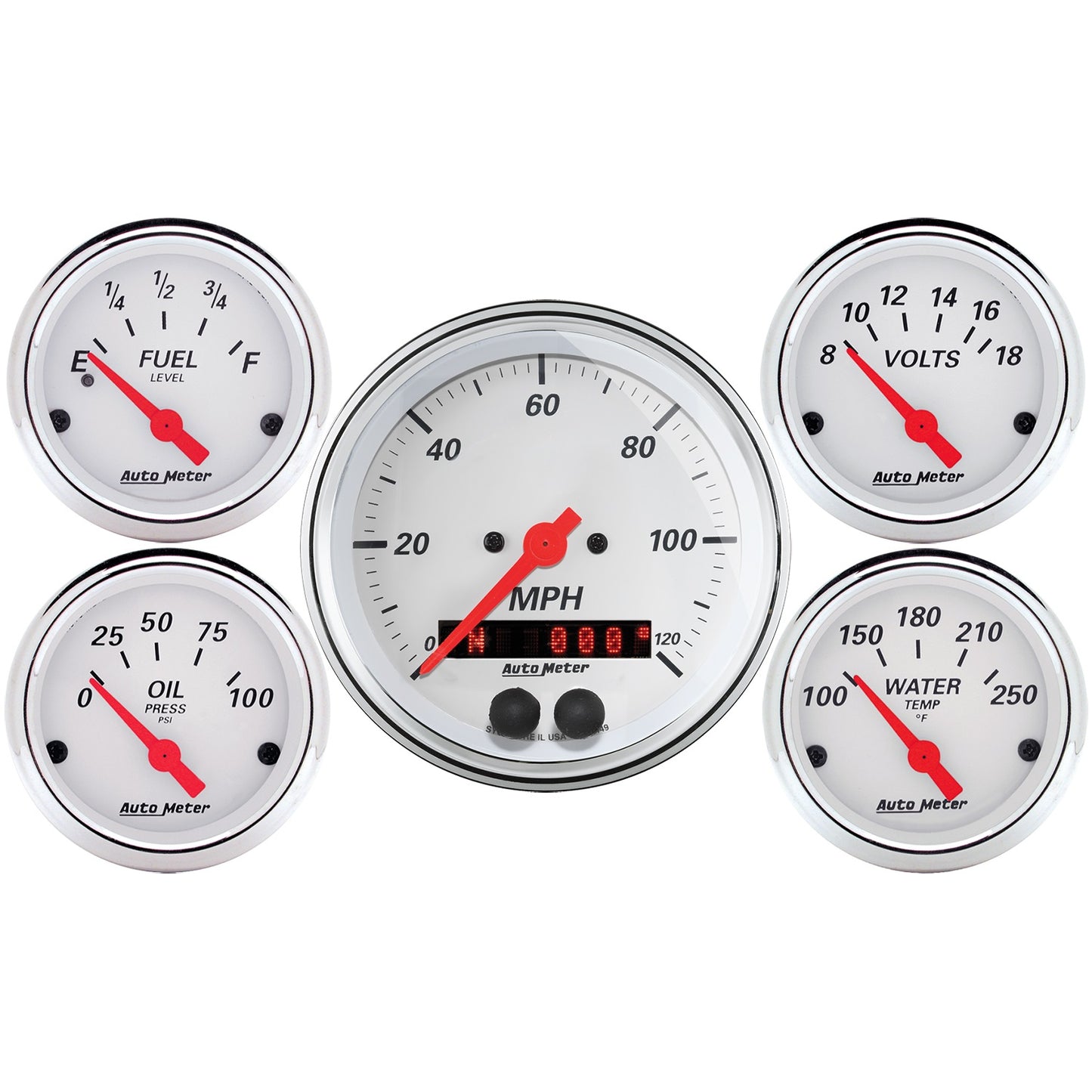 AutoMeter 5 PC. GAUGE KIT 3-3/8 in. & 2-1/16 in. GPS SPEEDOMETER ARCTIC WHITE 1350