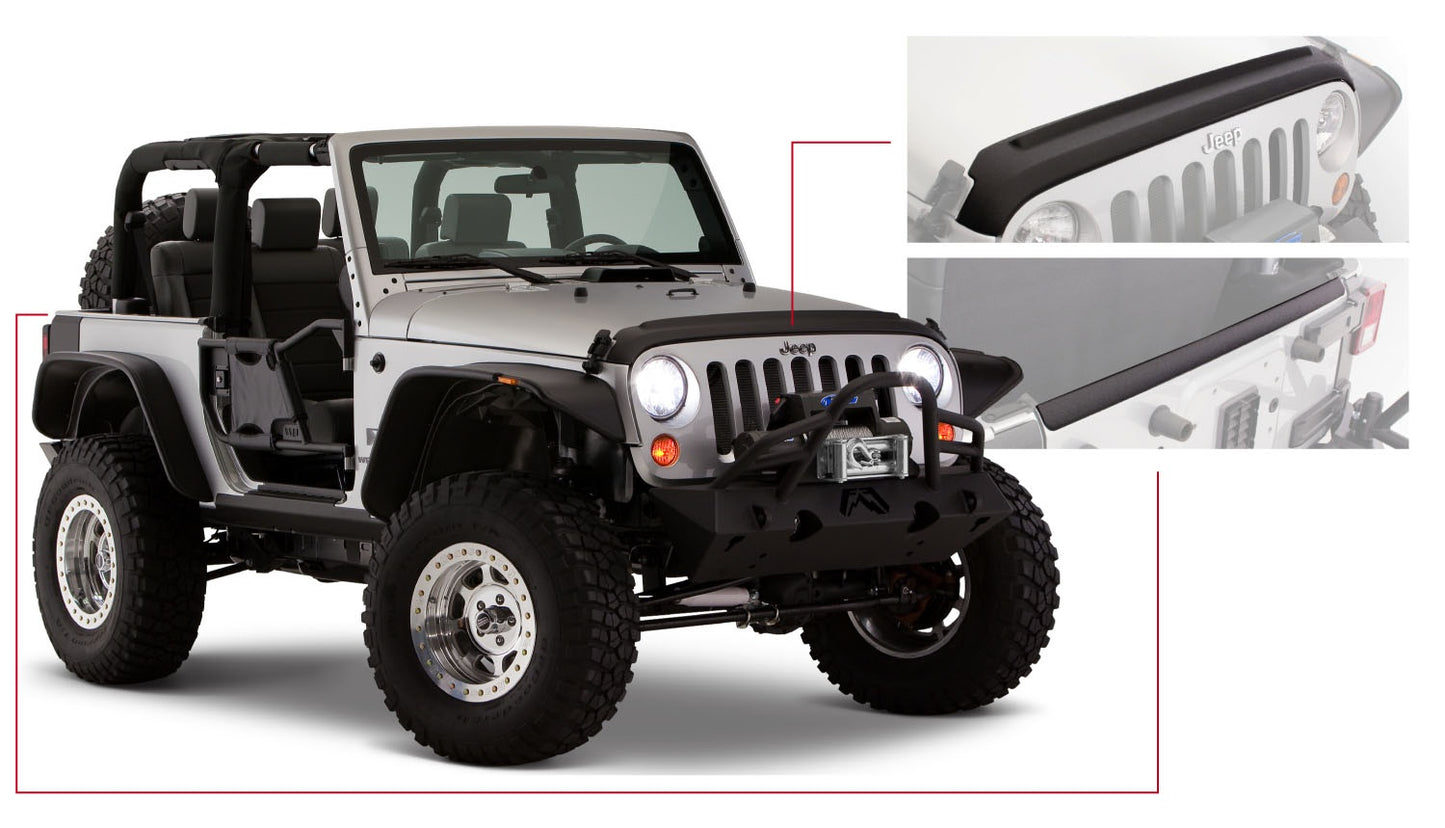 Bushwacker 14013 Black Trail Armor Hood And Tailgate Protector Set For 2007-2018 Jeep Wrangler JK