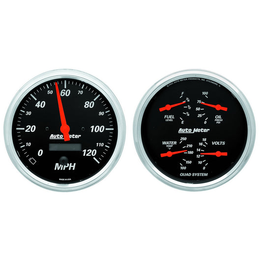 AutoMeter 2 PC. GAUGE KIT 5 in. QUAD & SPEEDOMETER 240-33 O DESIGNER BLACK 1403