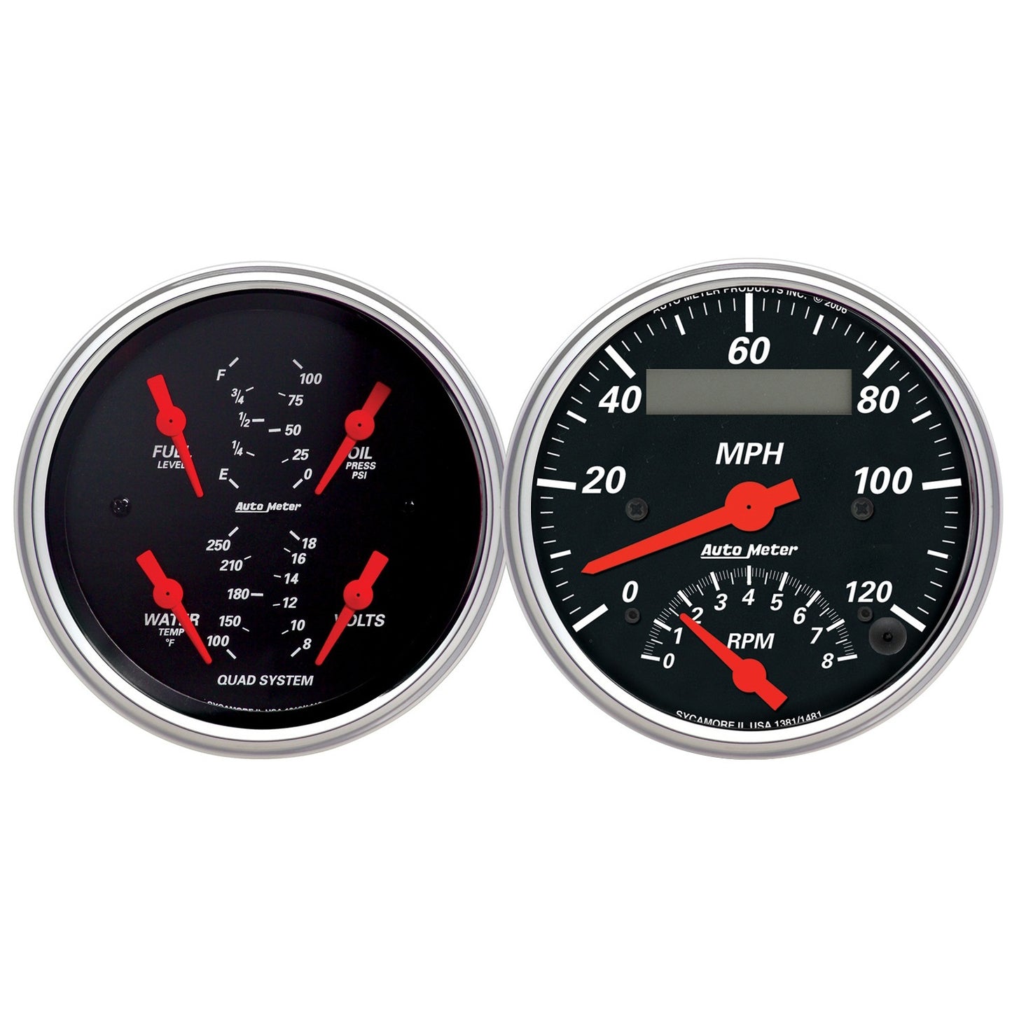 AutoMeter 2 PC. GAUGE KIT 3-3/8 in. QUAD & TACH/SPEEDO 240-33 O DESIGNER BLACK 1409
