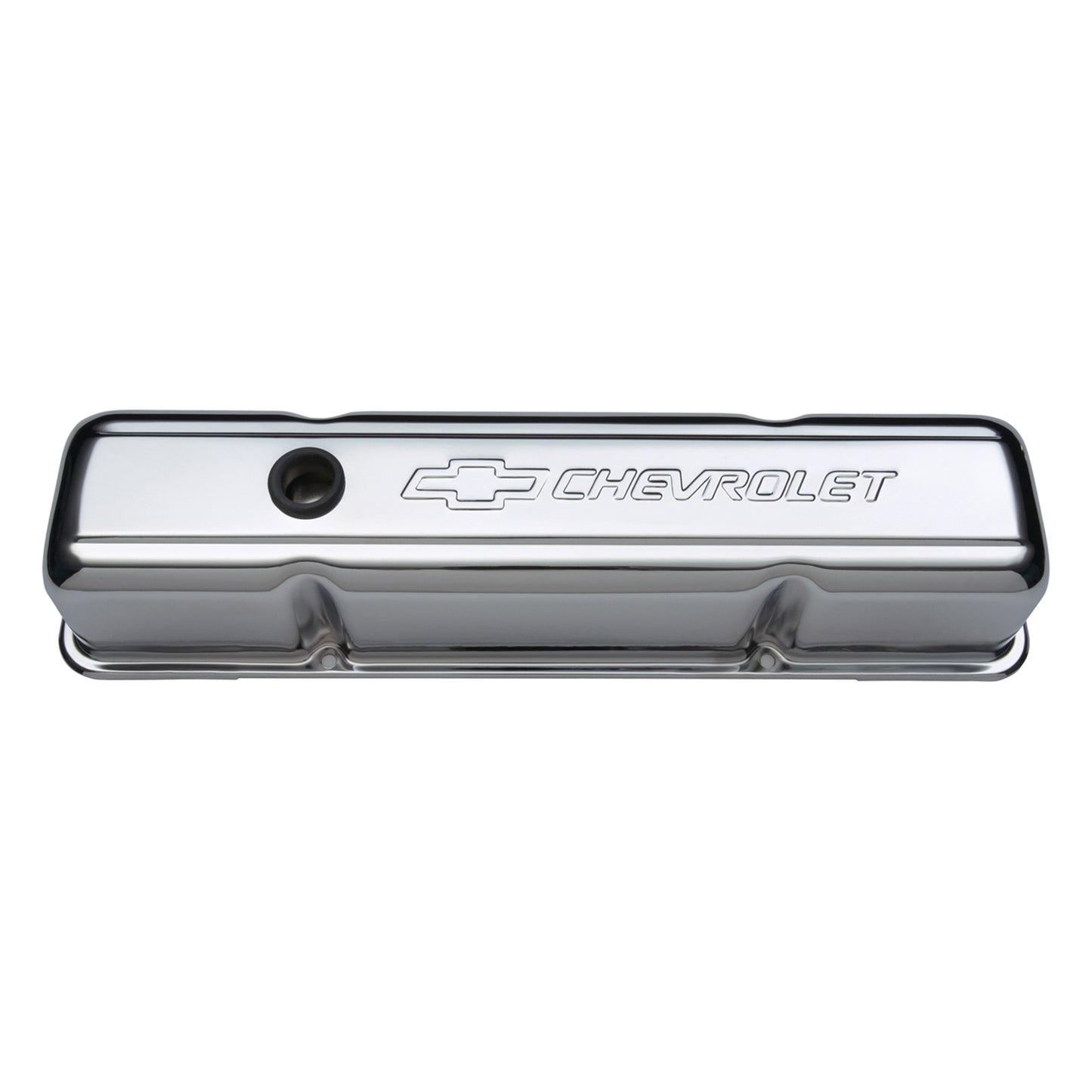 Proform Engine Valve Covers; Stamped Steel; Tall; Chrome; w/ Bowtie Logo; Fits SB Chevy 141-103
