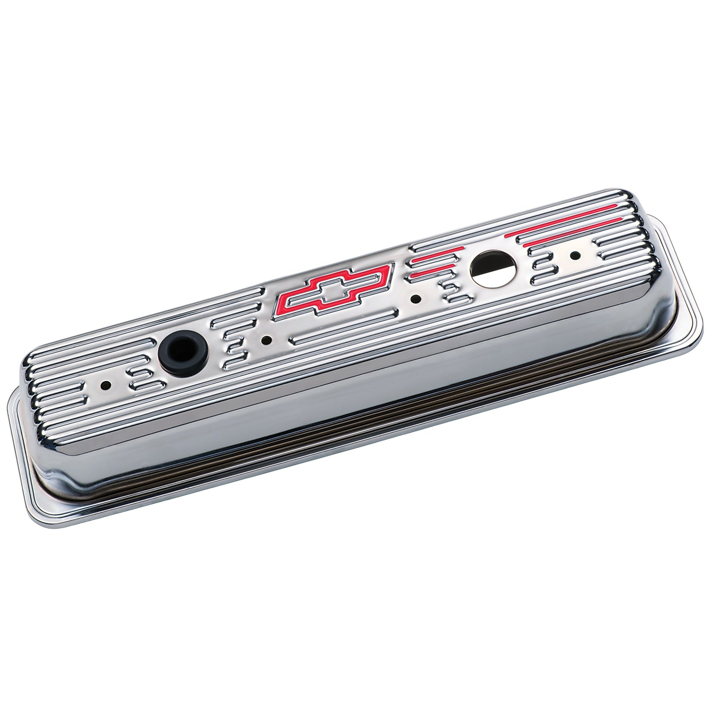 Proform Engine Valve Covers; Center Bolt Style; Steel; Chrome w/Bowtie Logo; SB Chevy 141-107