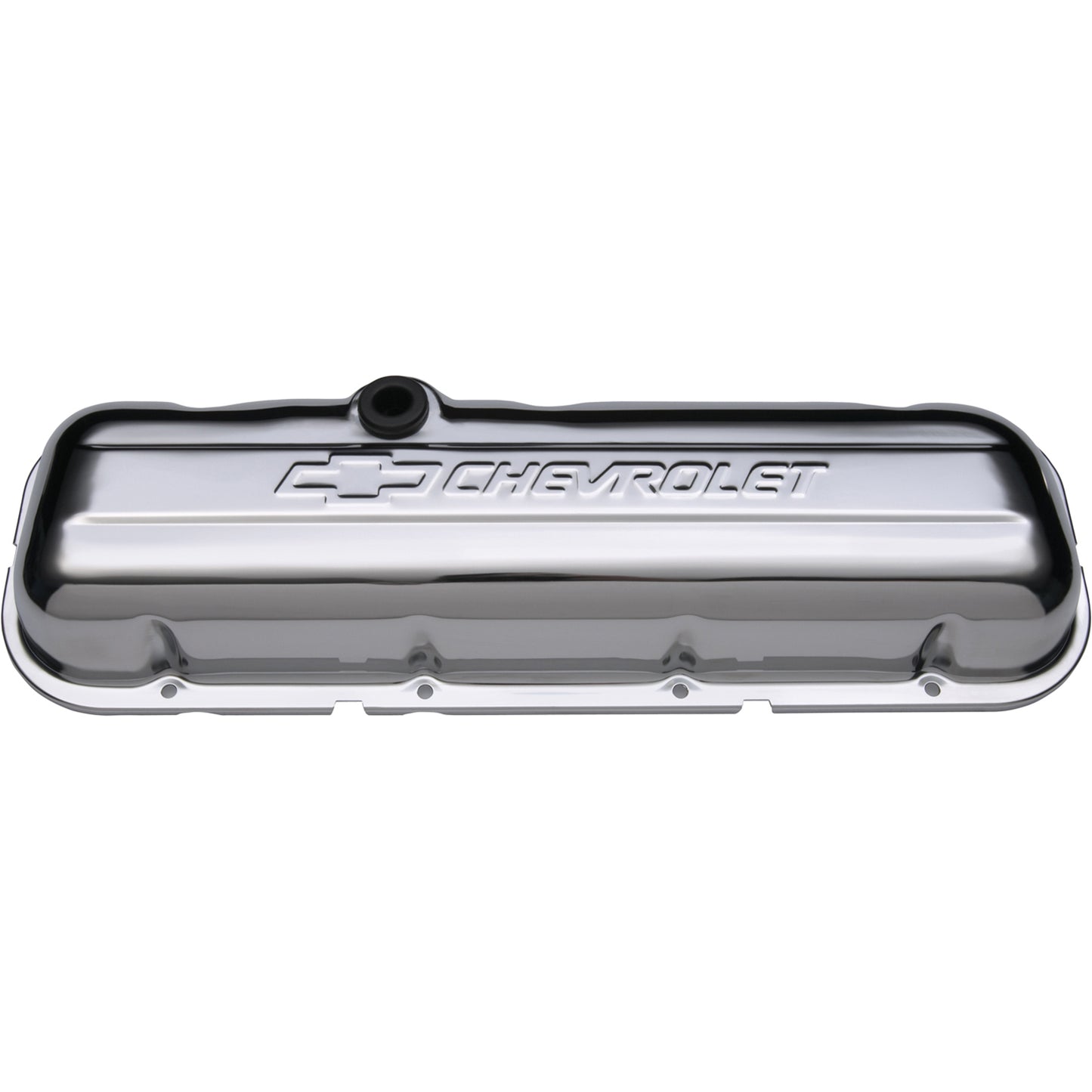 Proform Engine Valve Covers; Stamped Steel; Short; Chrome; w/ Bowtie Logo; Fits BB Chevy 141-114