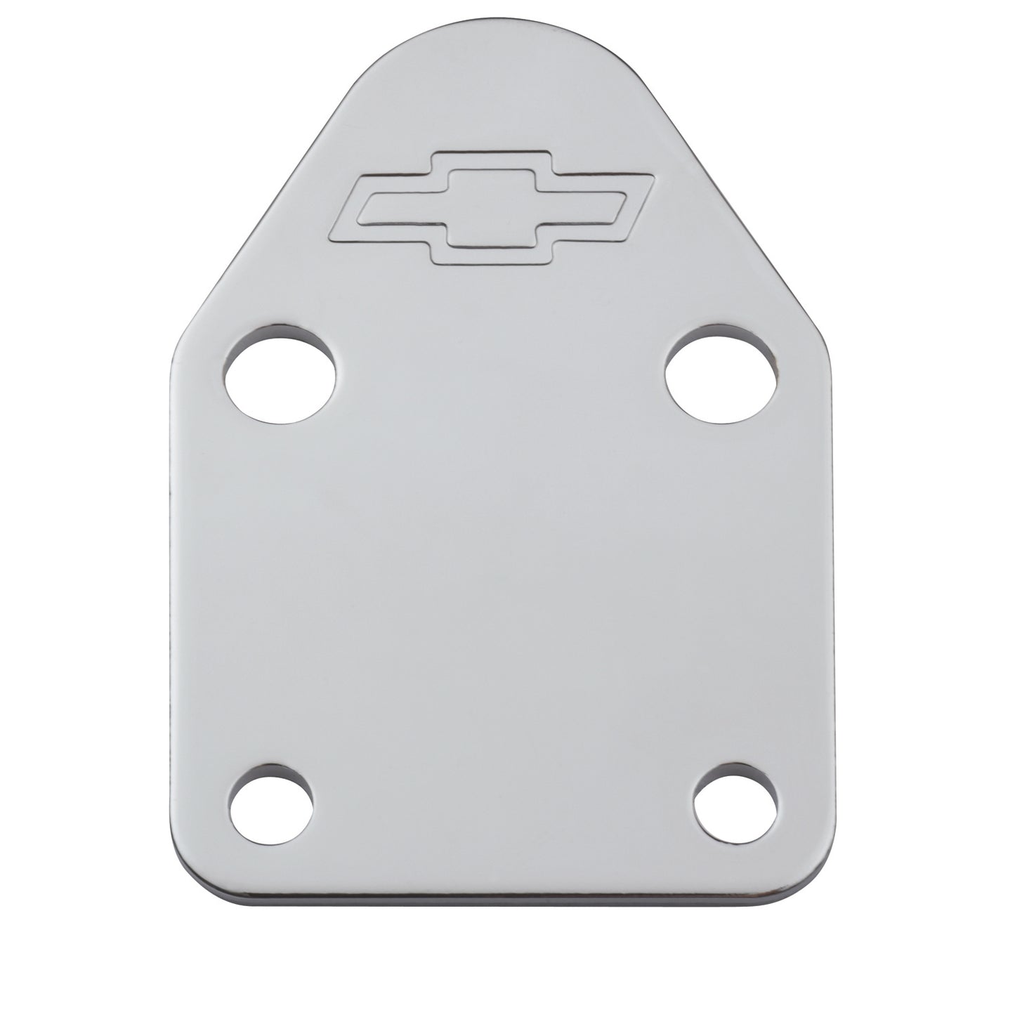 Proform Fuel Pump Block-Off Plate; Chrome with Bowtie Logo; Fits SB Chevy V8 Engines 141-210