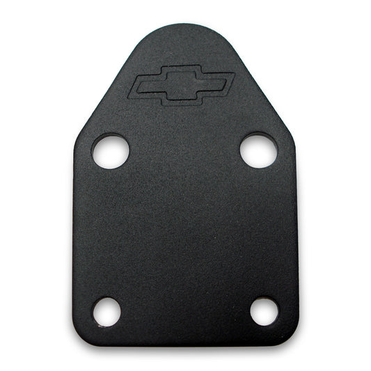 Proform Fuel Pump Block-Off Plate; Black Crinkle with Bowtie; Fits SB Chevy V8 Engines 141-212