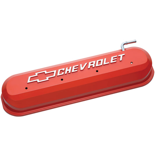 Proform Engine Valve Covers; Tall Style; Die Cast; Orange with Bowtie Logo; LS Engines 141-261