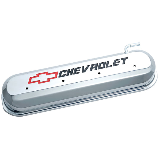 Proform Engine Valve Covers; Tall Style; Die Cast; Chrome with Bowtie Logo; LS Engines 141-265