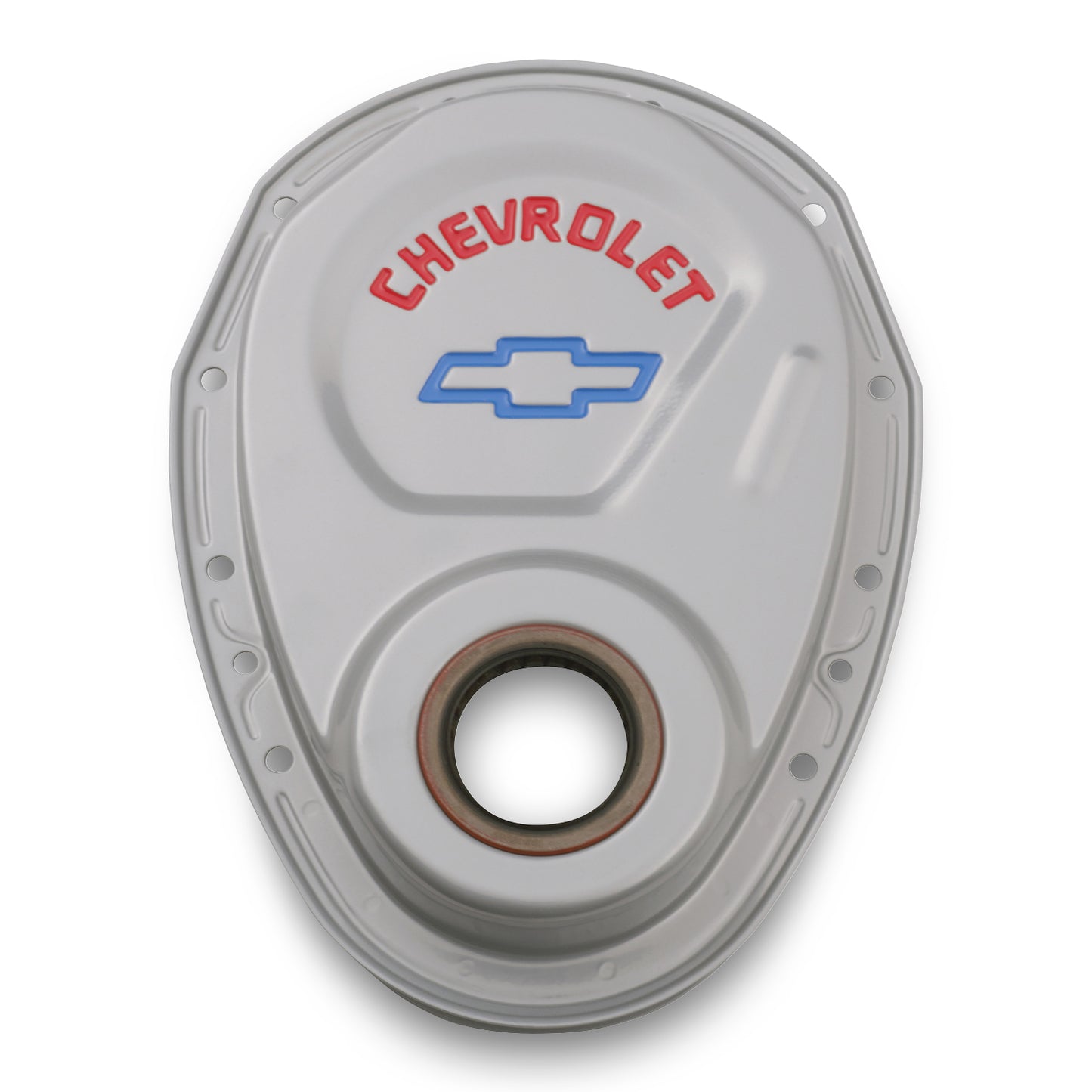 Proform Timing Chain Cover; Gray; Steel; With Chevy and Bowtie Logo; For SB Chevy 69-91 141-363