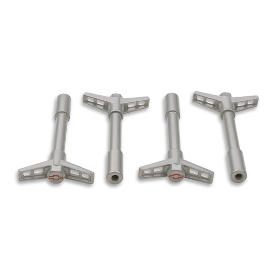 Proform Engine Valve Cover Wing Nuts; Steel; Gray; Bowtie Logo; 1/4-20 Thread; 4 Pack 141-364