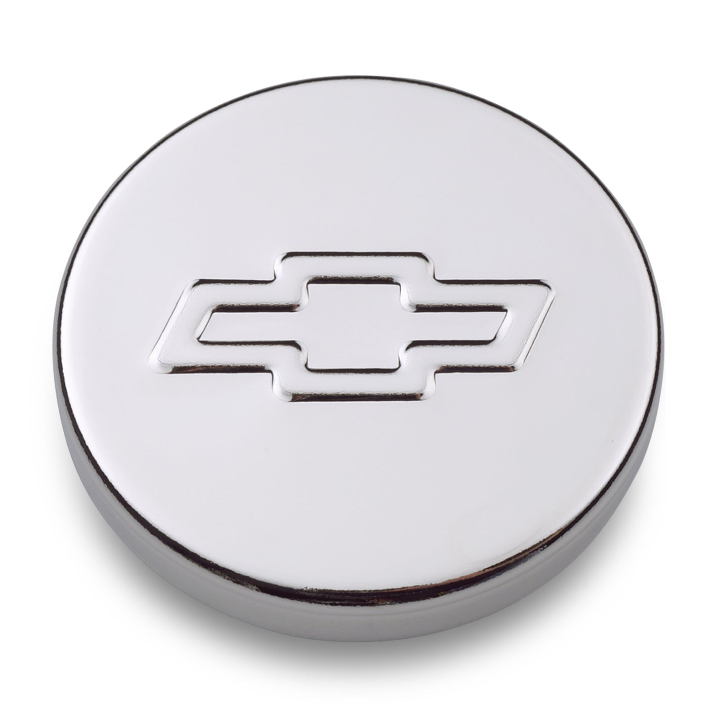 Proform Engine Oil Filler Cap; Push-In Style; 1.22 Hole; Embossed Bowtie Logo; Chrome 141-630