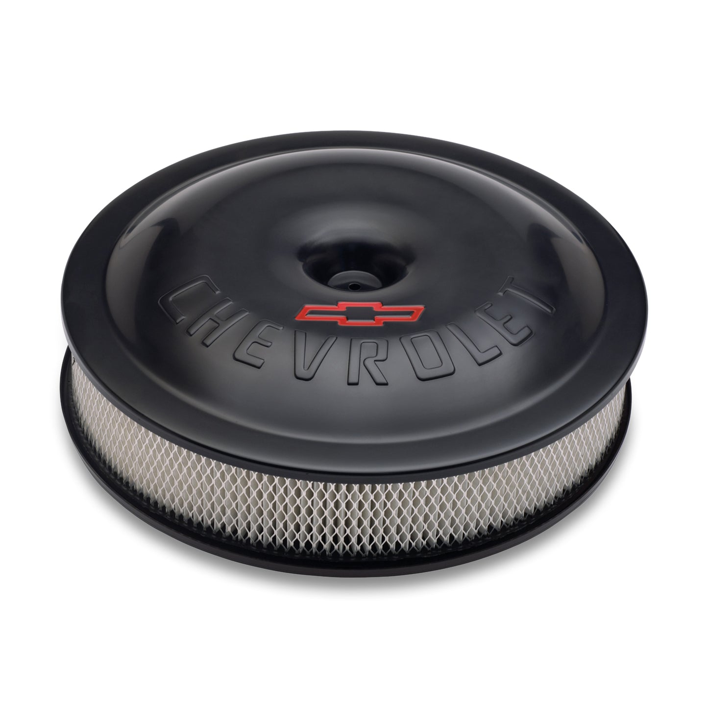 Proform Engine Air Cleaner Kit; Super-Light; 14 Inch; Aluminum; Black; Bowtie/Chevy Logo 141-692