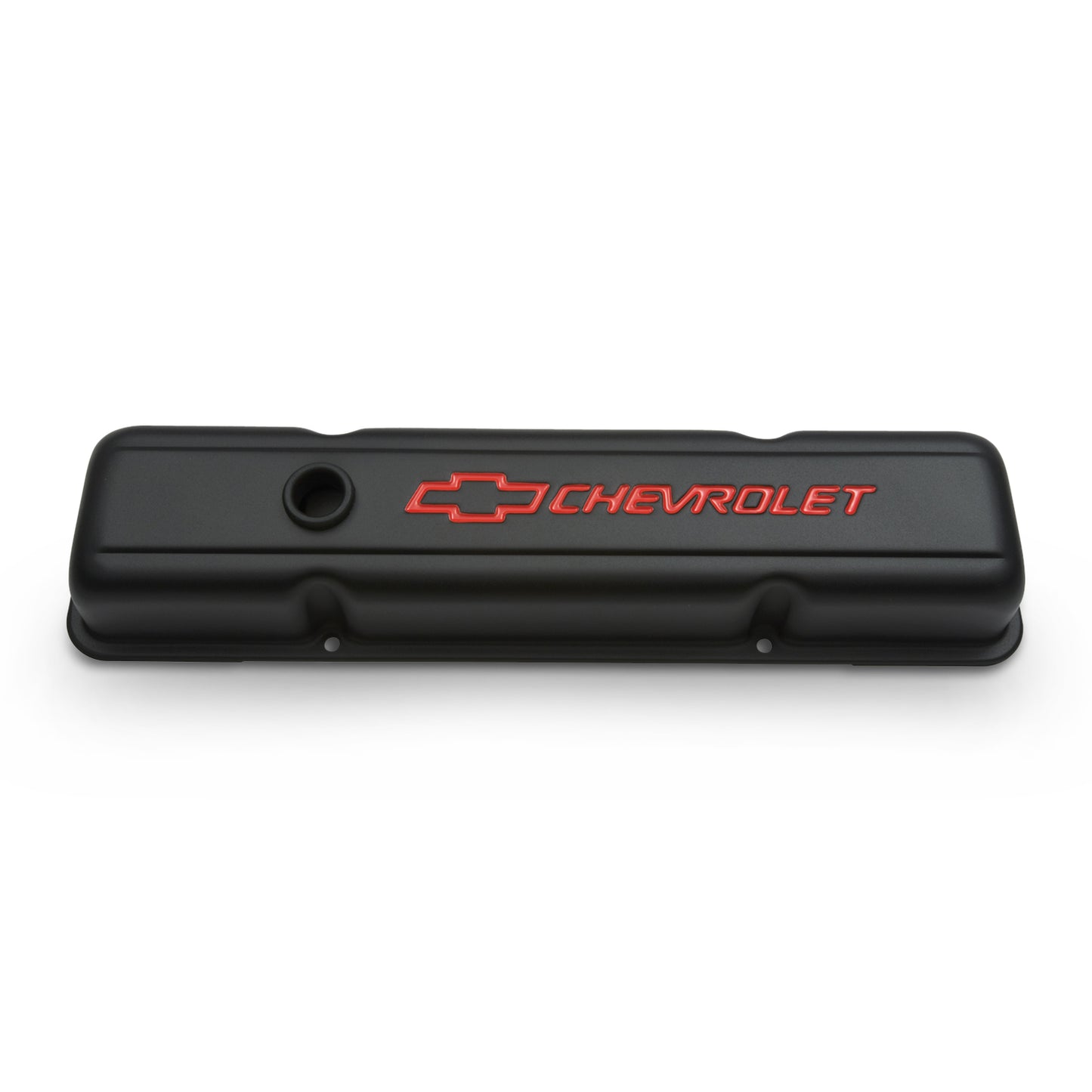 Proform Engine Valve Covers; Stamped Steel; Short; Black; w/ Bowtie Logo; Fits SB Chevy 141-750