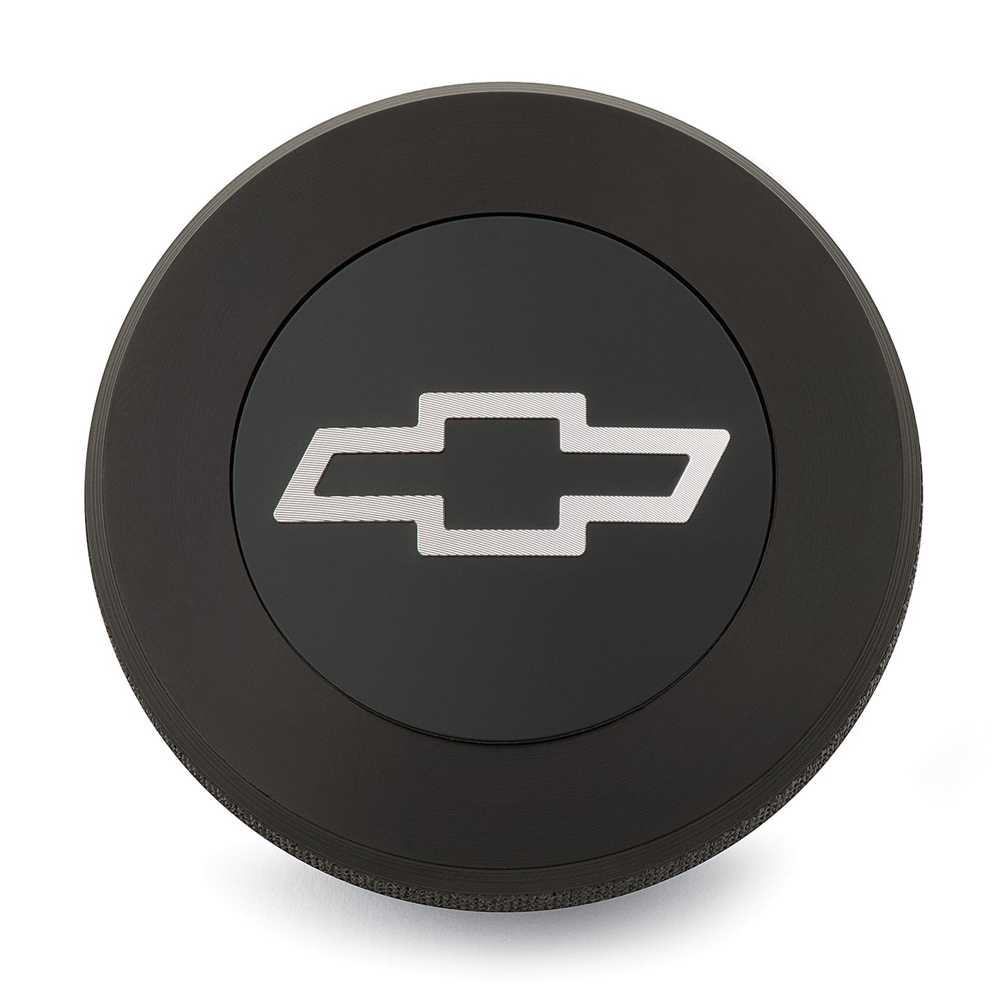 Proform Twist-On Radiator Cap; Chevrolet Bowtie Emblem; Black Anodized Billet Aluminum 141-820