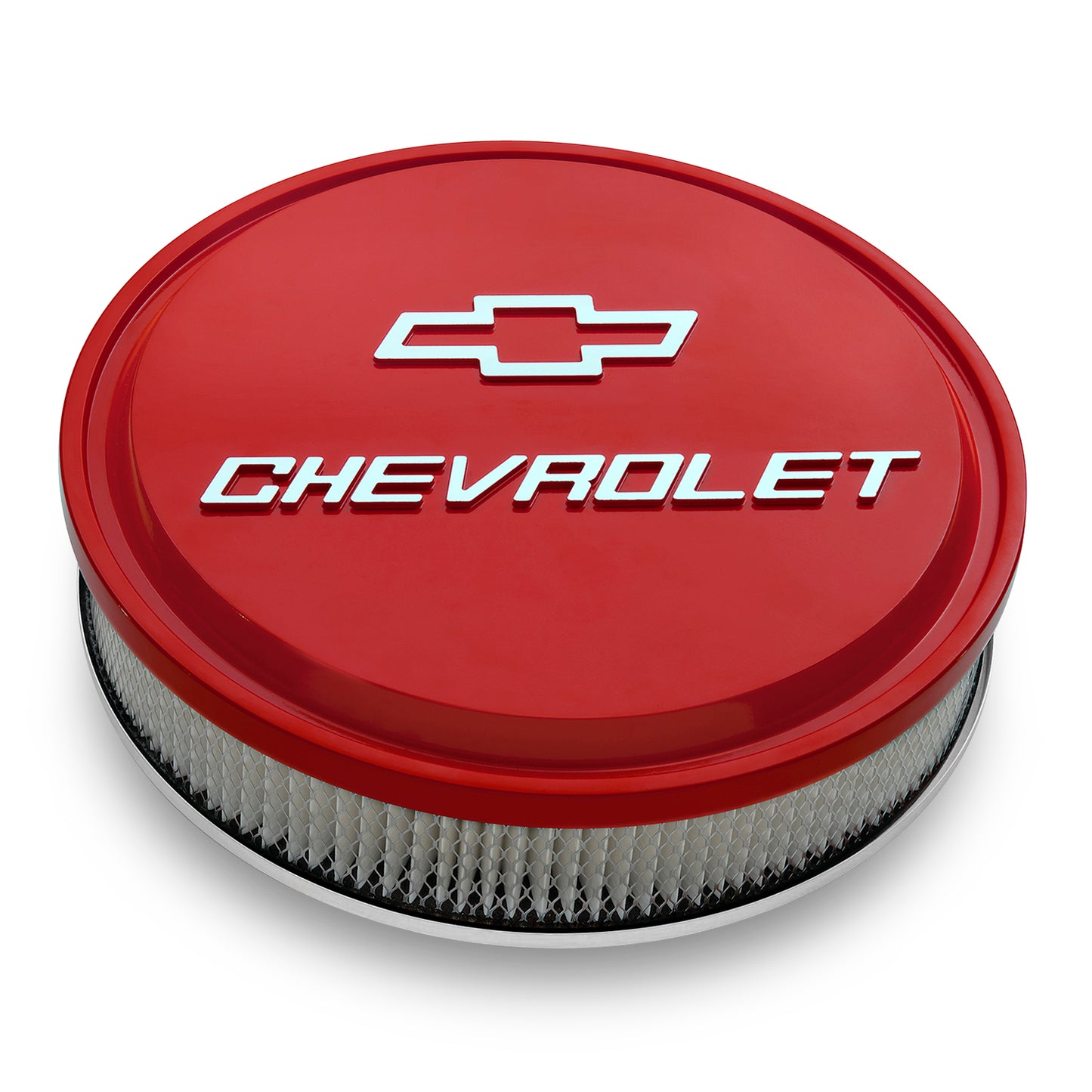 Proform 14" Air Cleaner Kit; Aluminum; Red; Raised Chevy and Bowtie Emblems 141-836