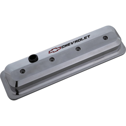Proform Valve Covers; SBC; 87-Pre LS; Ctr Bolt; Tall; Alum; Polished; Recessed Emblems 141-843