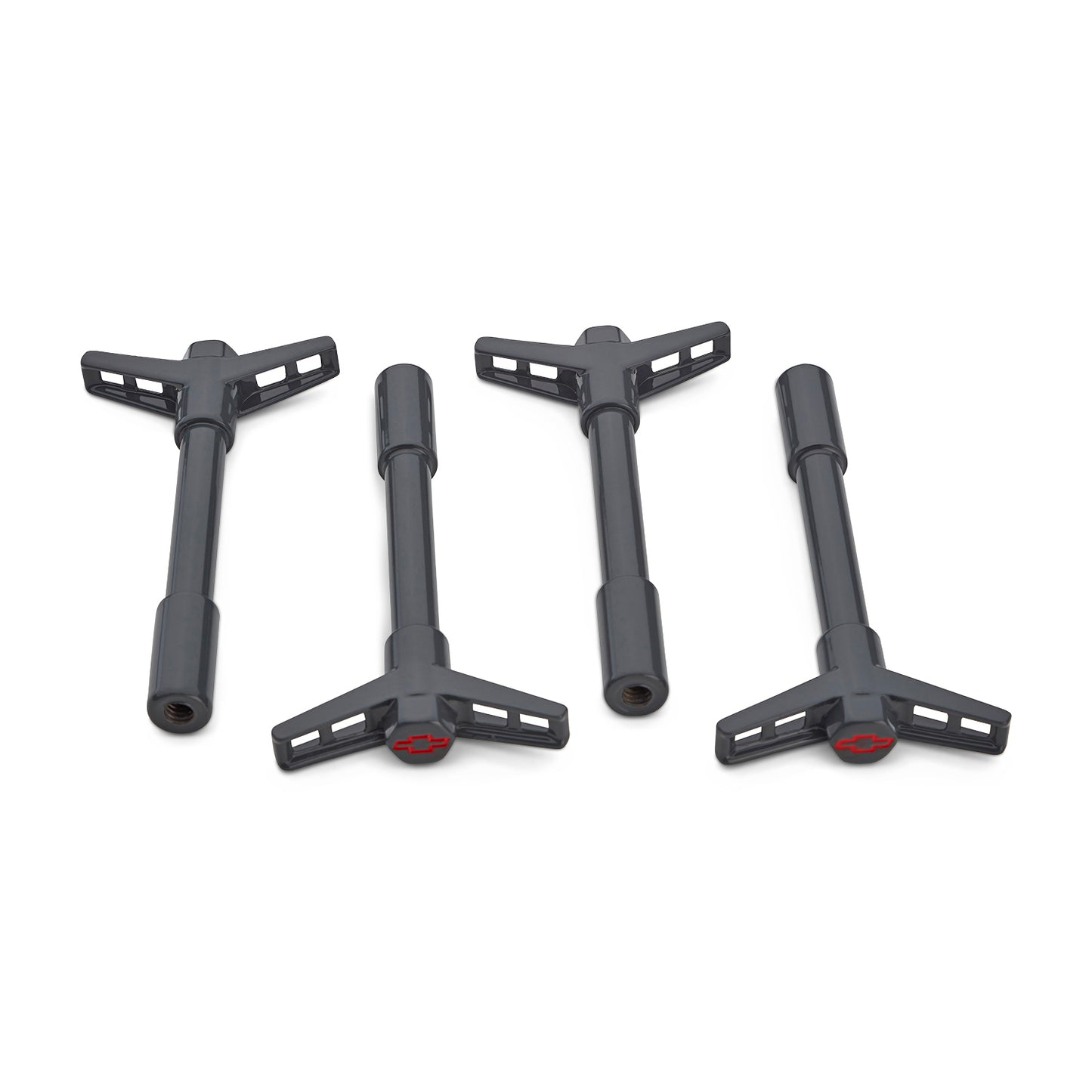 Proform Engine Valve Cover Wing Nuts; Shark Gray; Bowtie Logo; 1/4-20 Thread; 4 Pack 141-886