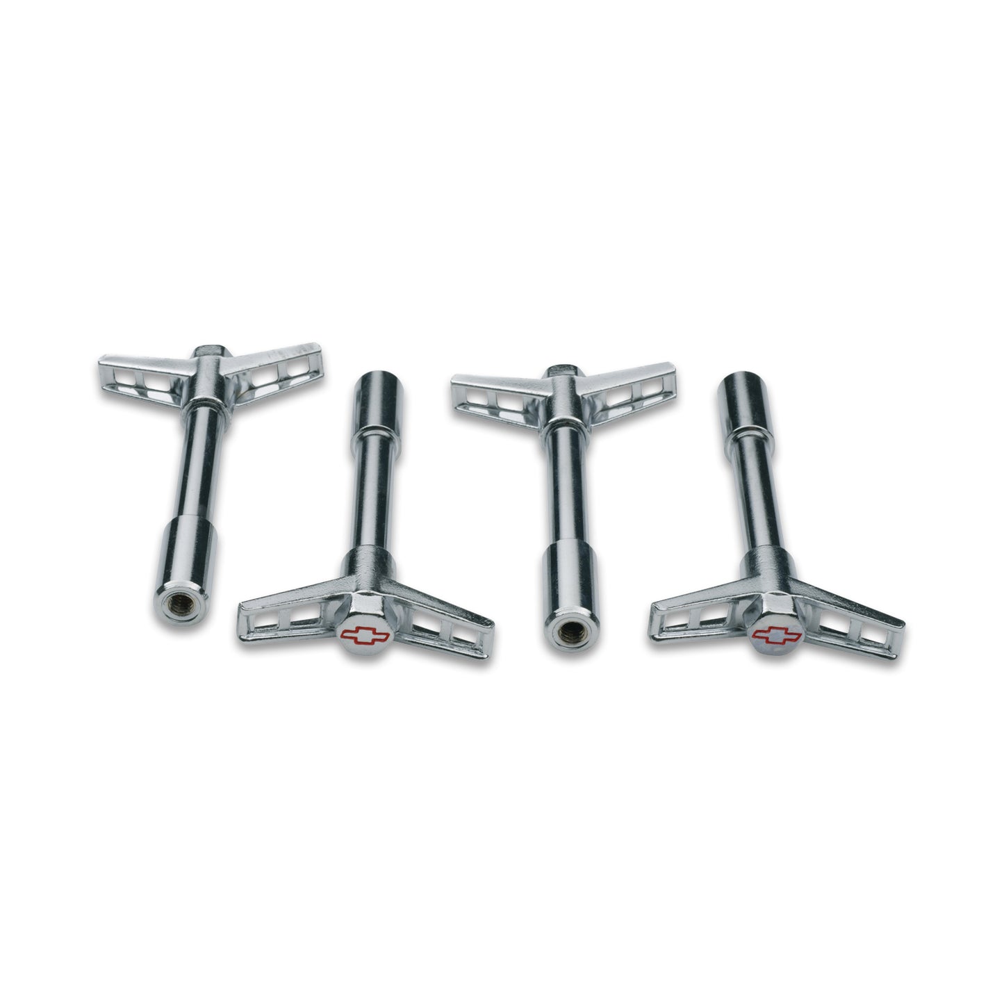 Proform Engine Valve Cover Wing Nuts; Steel; Chrome; Red Bowtie Logo; 1/4-20 Thread; 4pc 141-902