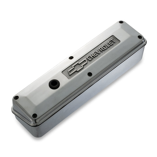 Proform Engine Valve Cover; 2-Piece Tall Style; Die Cast; Polish w/Bowtie Logo; SB Chevy 141-913