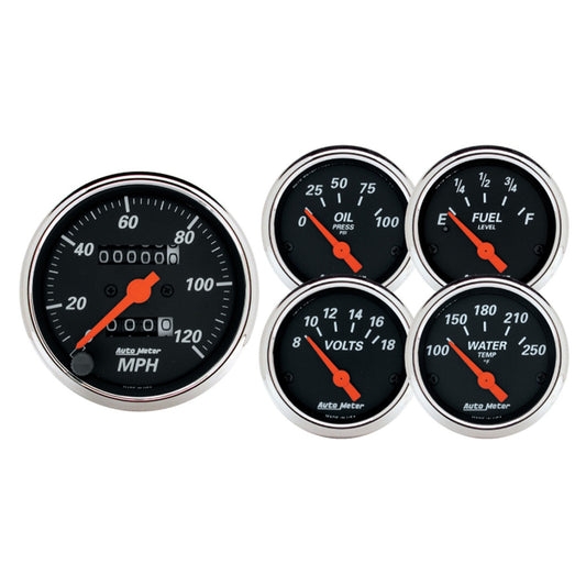 AutoMeter 5 PC. GAUGE KIT 3-1/8 in. & 2-1/16 in. MECH. SPEEDOMETER DESIGNER BLACK 1420