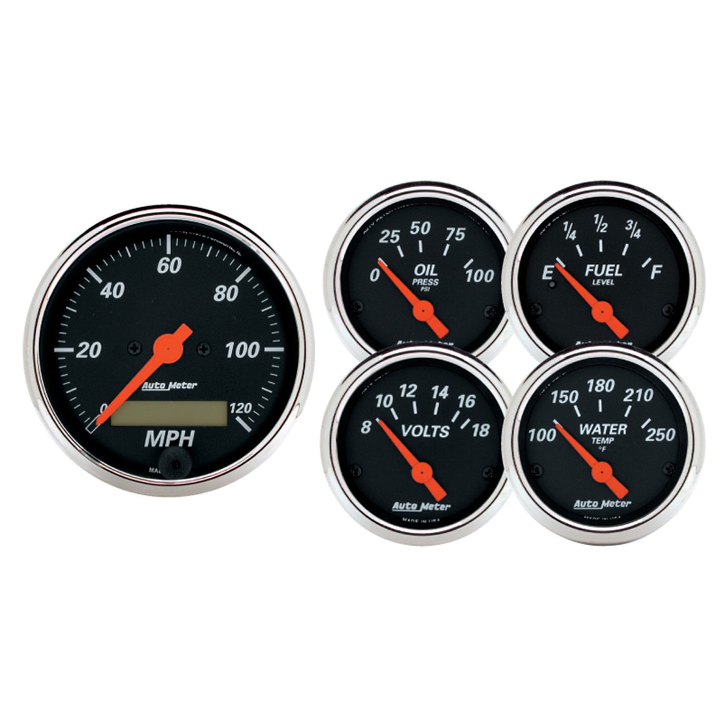 AutoMeter 5 PC. GAUGE KIT 3-1/8 in. & 2-1/16 in. ELEC. SPEEDOMETER DESIGNER BLACK 1421