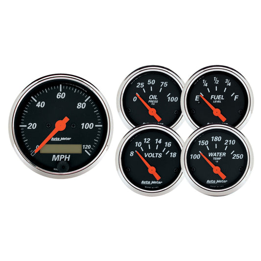 AutoMeter 5 PC. GAUGE KIT 3-1/8 in. & 2-1/16 in. ELEC. SPEEDOMETER DESIGNER BLACK 1421