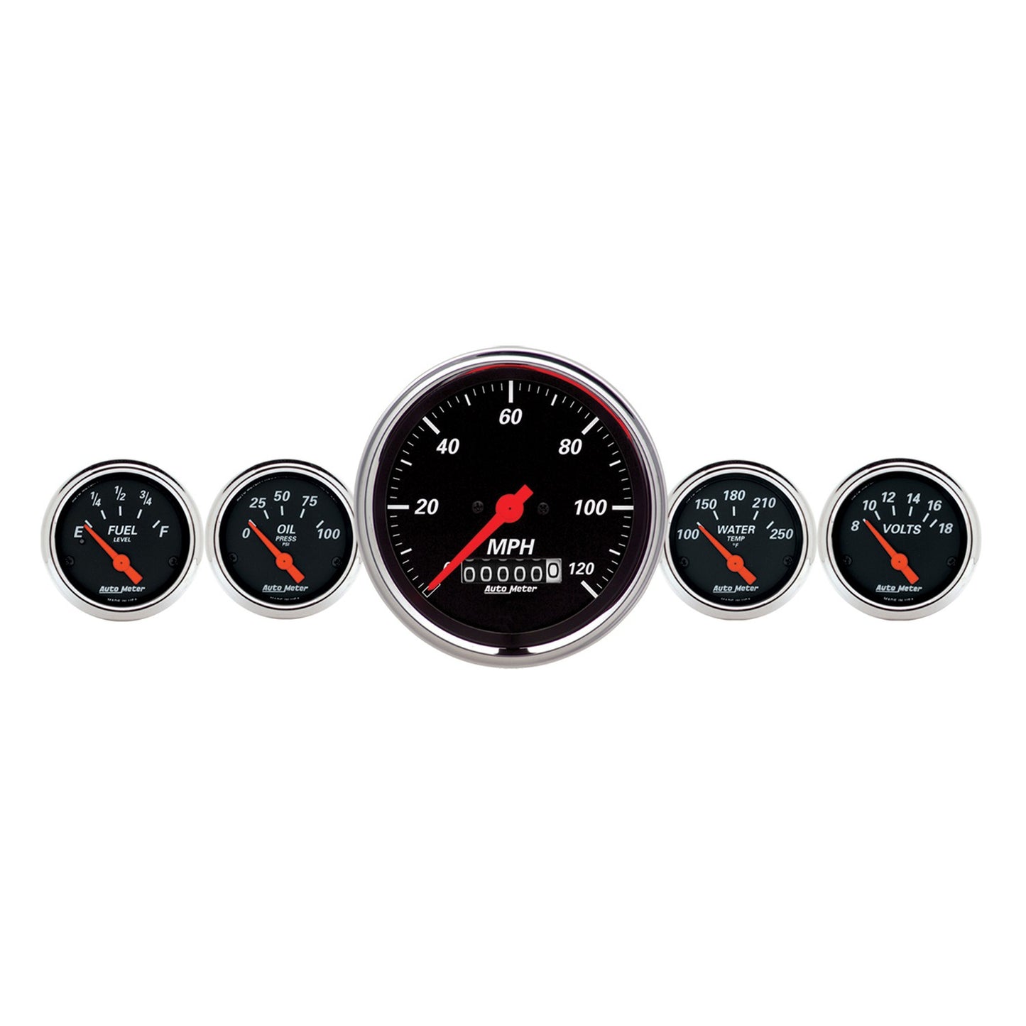 AutoMeter 5 PC. GAUGE KIT 3-3/8 in. & 2-1/16 in. ELEC. SPEEDOMETER DESIGNER BLACK 1440