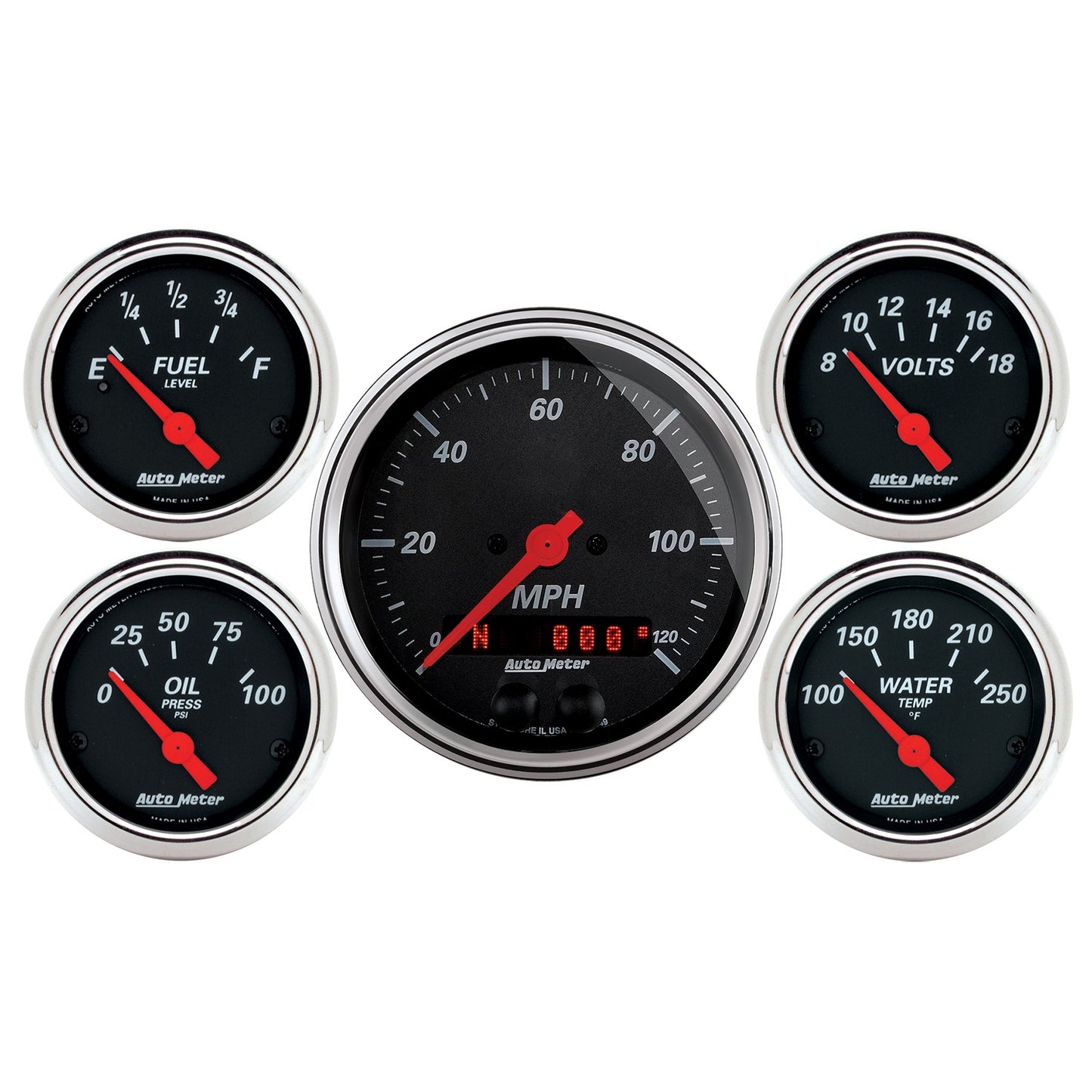 AutoMeter 5 PC. GAUGE KIT 3-3/8 in. & 2-1/16 in. GPS SPEEDOMETER DESIGNER BLACK 1450