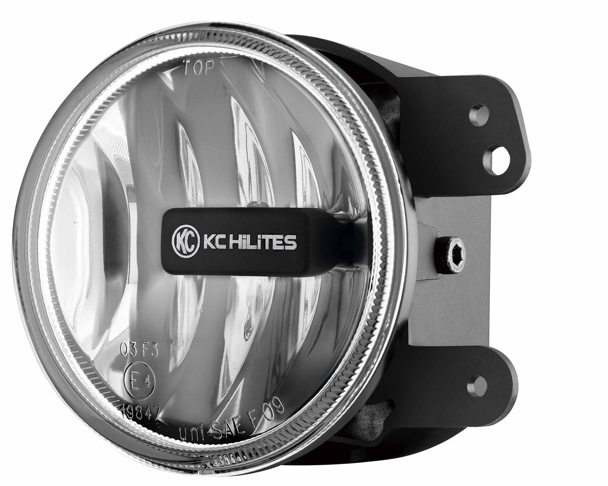KC HiLiTES 4 in Gravity LED G4 - Single Light - SAE/ECE - 10W Fog Beam - for 10-18 Jeep JK 1497