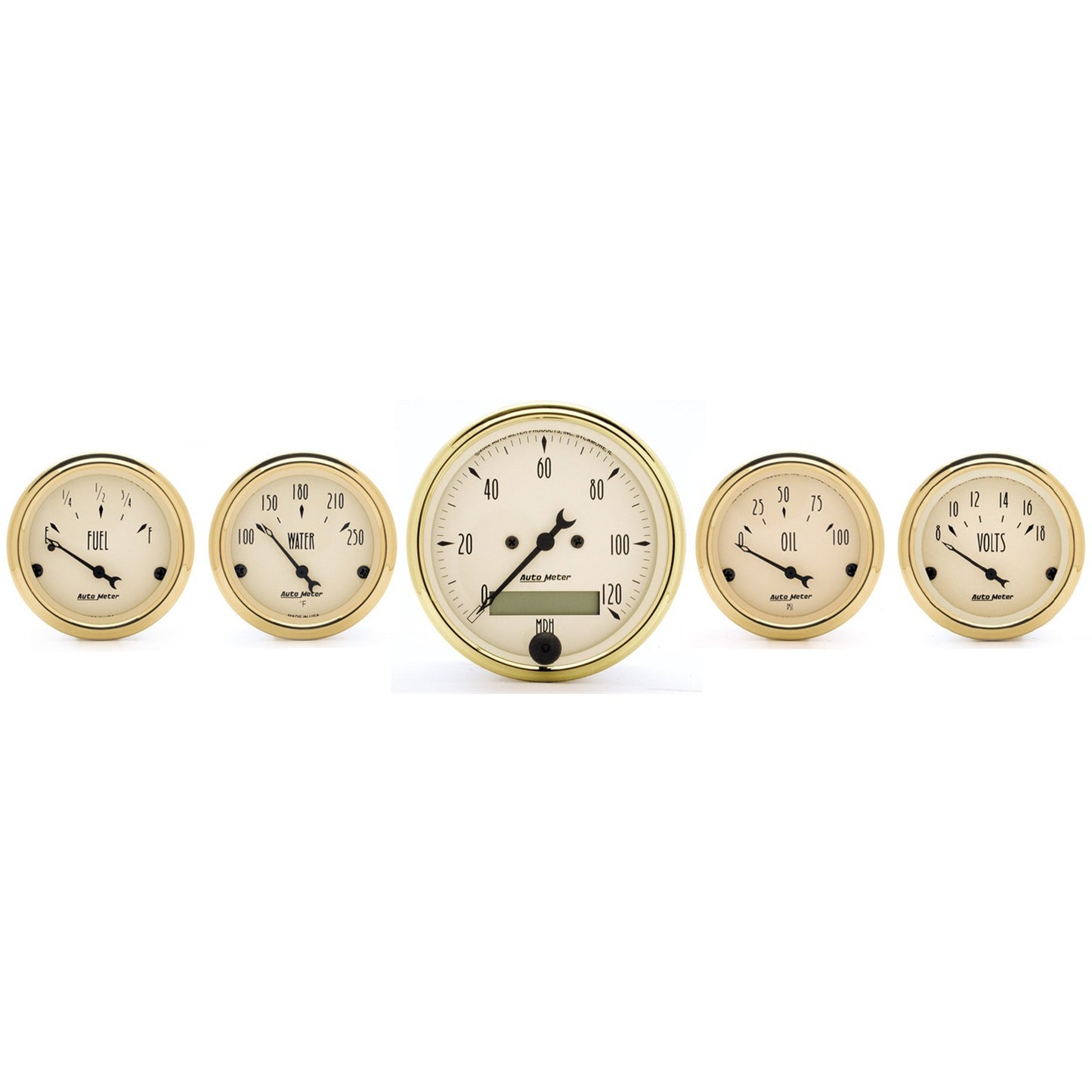 AutoMeter 5 PC. GAUGE KIT 3-1/8 in. & 2-1/16 in. ELEC. SPEEDOMETER GOLDEN OLDIES 1502