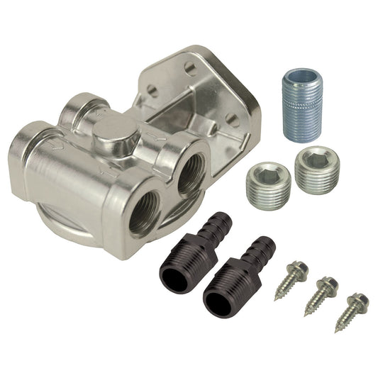 Derale Single Side Ports 3/8" NPT Filter Mount Kit with 3/4"-16 Filter Threads 13049