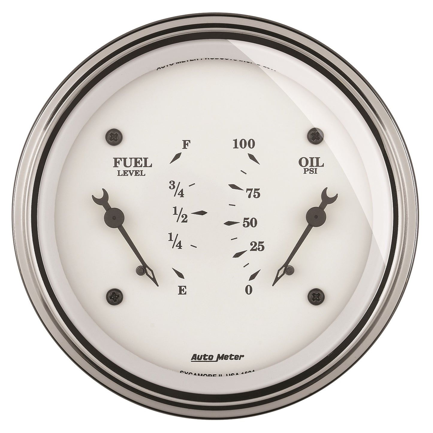 AutoMeter 3-3/8 in. DUAL GAUGE 100 PSI/240-33 O OLD-TYME WHITE 1613