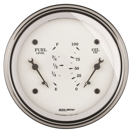 AutoMeter 3-3/8 in. DUAL GAUGE 100 PSI/240-33 O OLD-TYME WHITE 1613