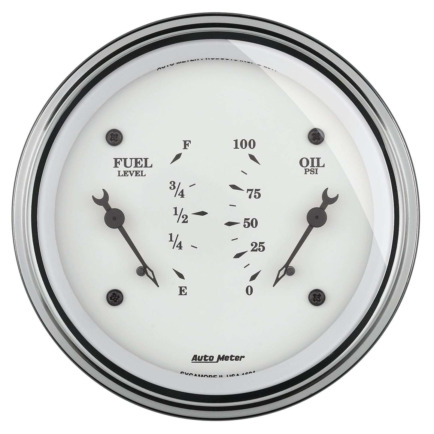 AutoMeter 3-3/8 in. DUAL GAUGE 100 PSI/240-33 O OLD-TYME WHITE 1624
