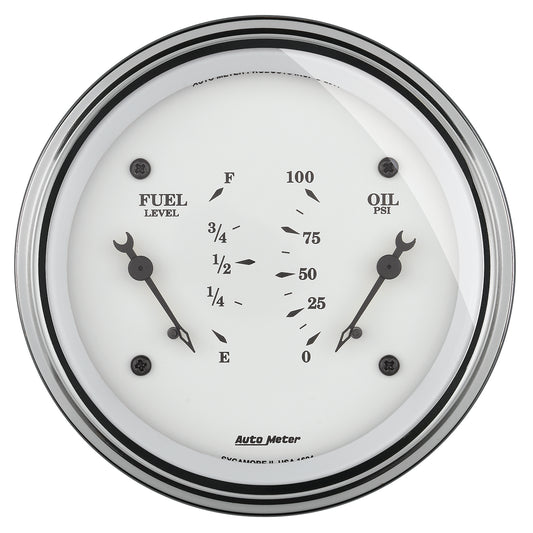 AutoMeter 3-3/8 in. DUAL GAUGE 100 PSI/240-33 O OLD-TYME WHITE 1624
