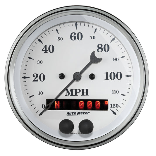 AutoMeter 3-3/8 in. GPS SPEEDOMETER 0-120 MPH OLD-TYME WHITE 1649