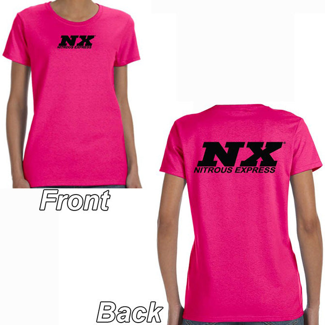 Nitrous Express Pink T-Shirt With Black NX Logo Front And Back Large NX-16532