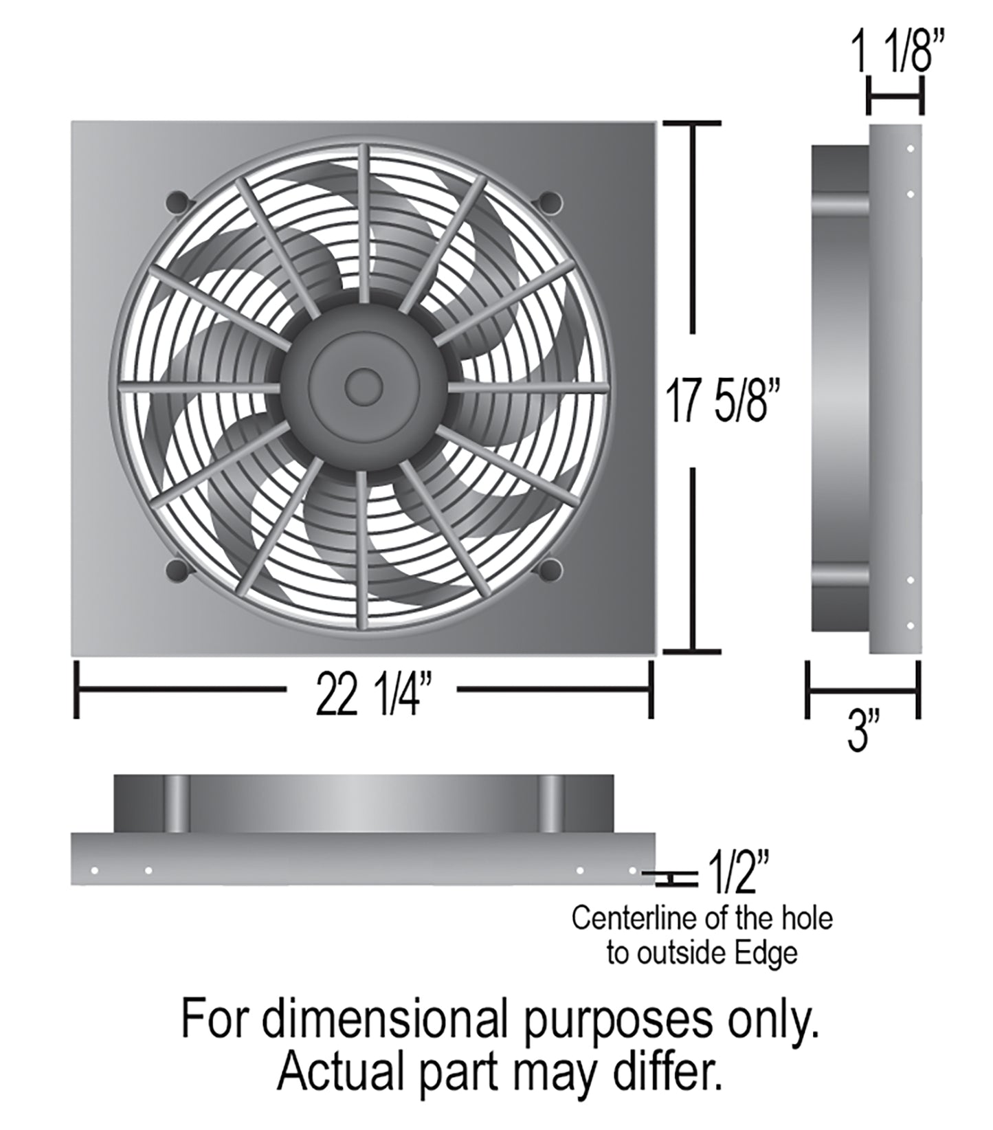 Derale Powerpack - High Output Single 17" Electric RAD Fan/Aluminum Shroud Kit 16822