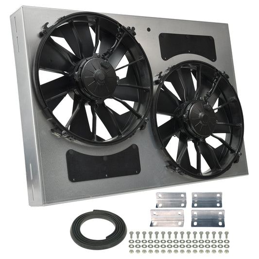 Derale Powerpack - High Output Dual 12" Electric RAD Fan/Aluminum Shroud Kit 16842
